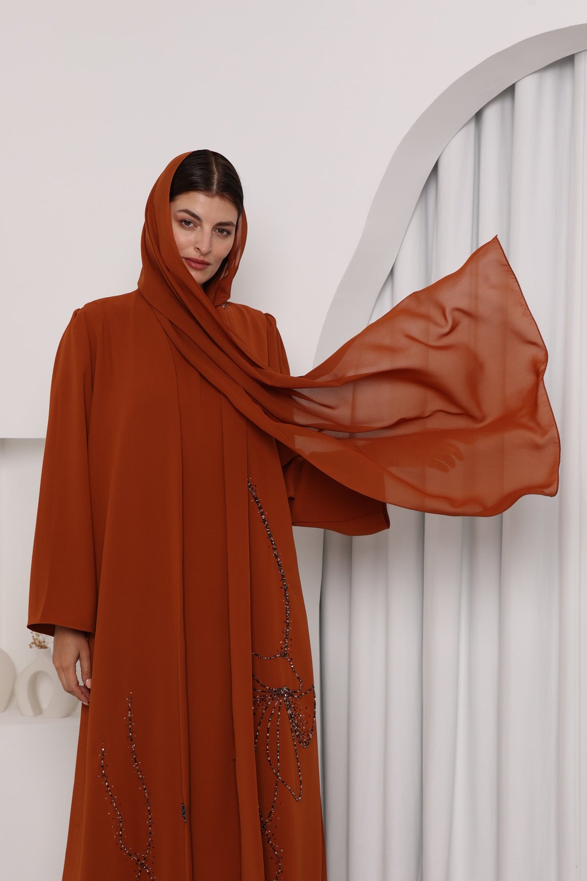 FIORA ABAYA- Burnt Orange